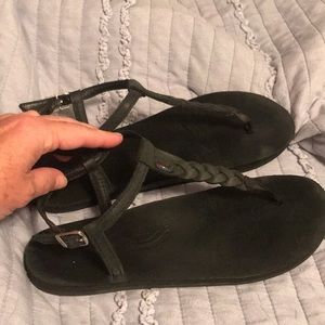 Rainbow sandals. Black leather